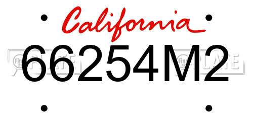 66254M2 California License Plate