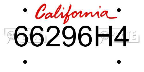 66296H4 California License Plate