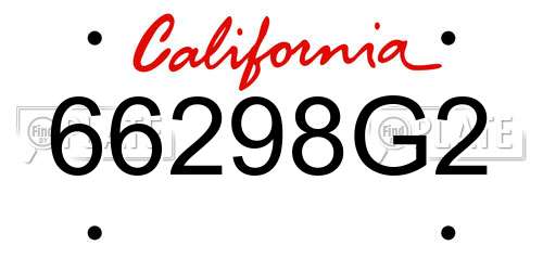 66298G2 California License Plate