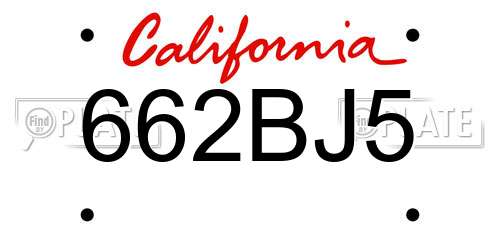 662BJ5 California License Plate