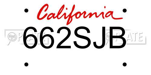 662SJB California License Plate