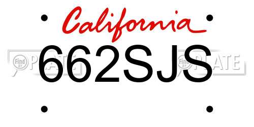 662SJS California License Plate