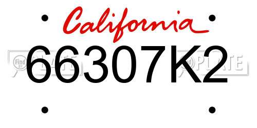 66307K2 California License Plate