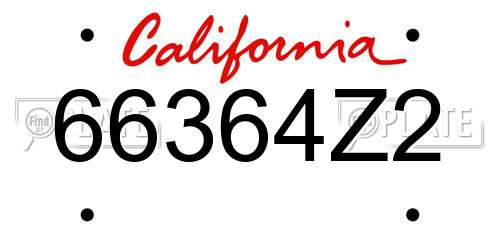 66364Z2 California License Plate