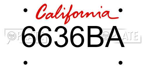 6636BA California License Plate
