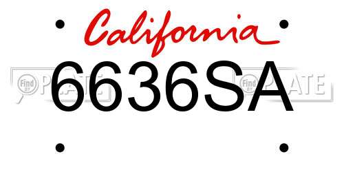 6636SA California License Plate