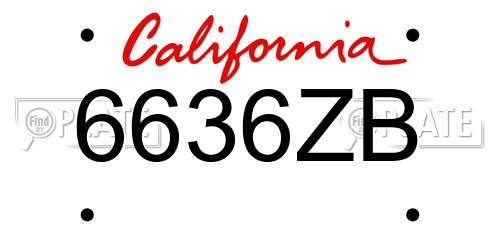 6636ZB California License Plate