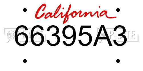66395A3 California License Plate