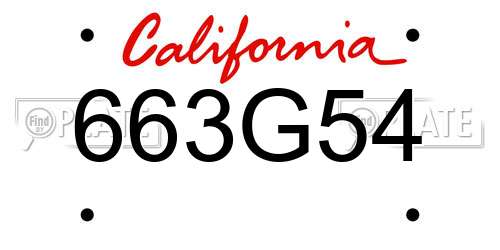 663G54 California License Plate
