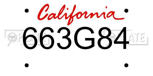 663G84 California License Plate