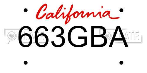 663GBA California License Plate