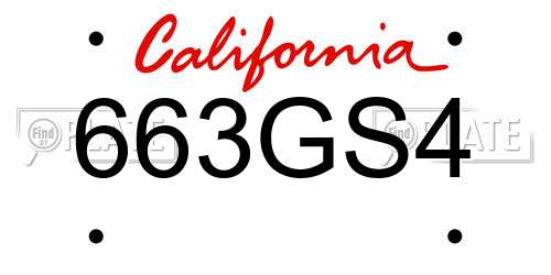 663GS4 California License Plate