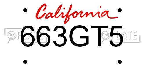 663GT5 California License Plate