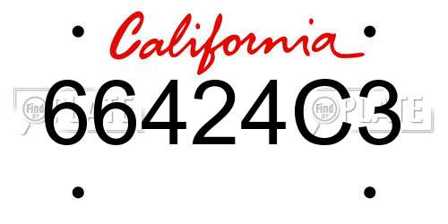 66424C3 California License Plate