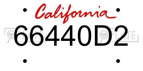 66440D2 California License Plate
