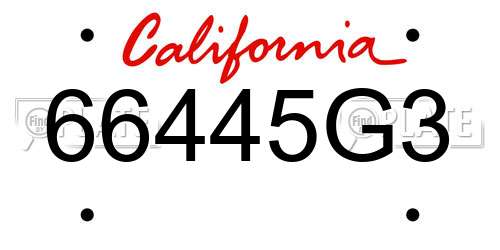 66445G3 California License Plate