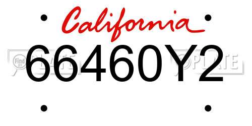 66460Y2 California License Plate