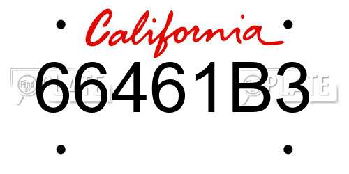 66461B3 California License Plate