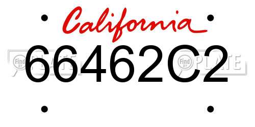 66462C2 California License Plate