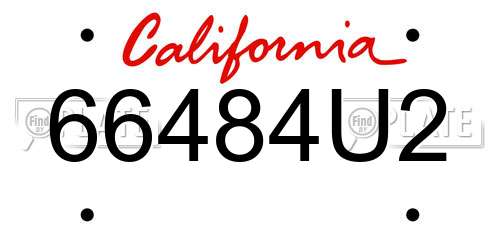 66484U2 California License Plate