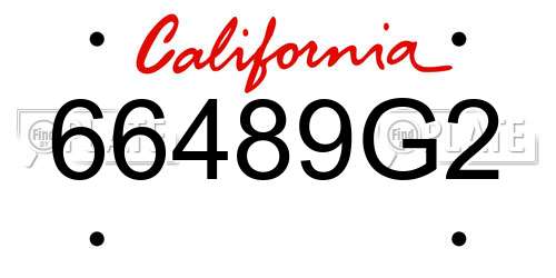 66489G2 California License Plate