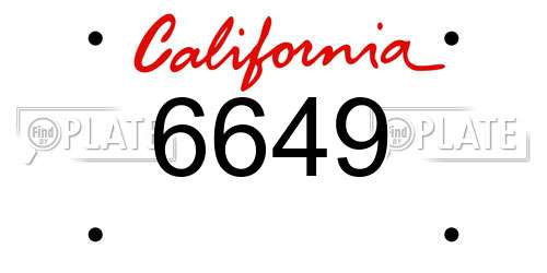 6649 California License Plate