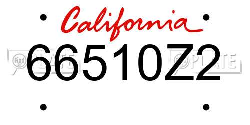 66510Z2 California License Plate