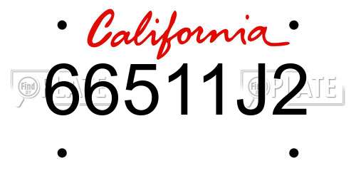 66511J2 California License Plate