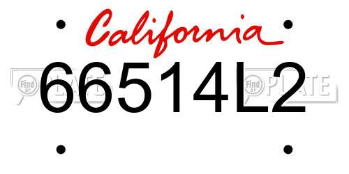 66514L2 California License Plate
