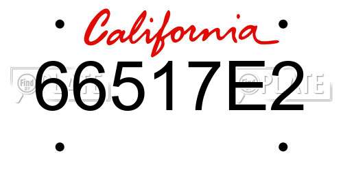 66517E2 California License Plate