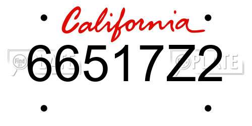 66517Z2 California License Plate