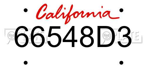 66548D3 California License Plate
