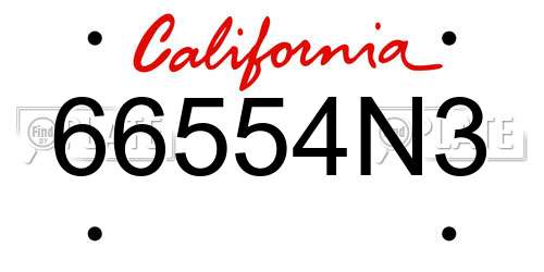 66554N3 California License Plate