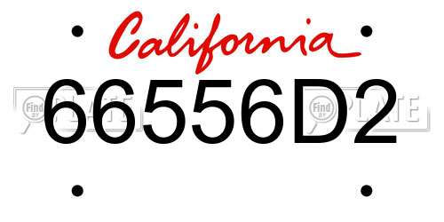 66556D2 California License Plate
