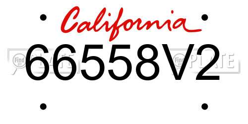 66558V2 California License Plate