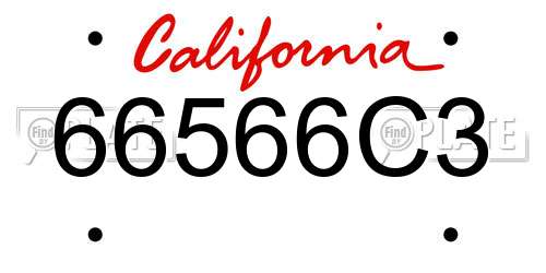 66566C3 California License Plate