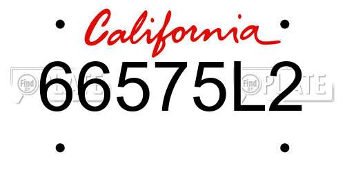 66575L2 California License Plate