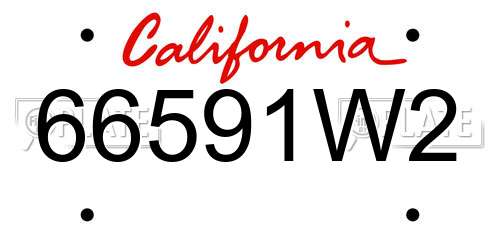 66591W2 California License Plate
