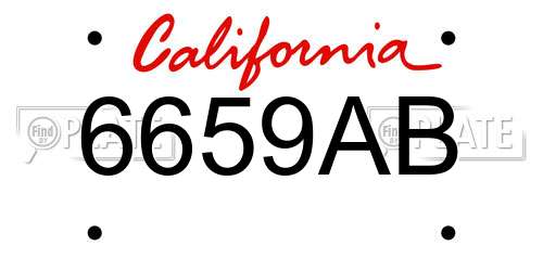 6659AB California License Plate