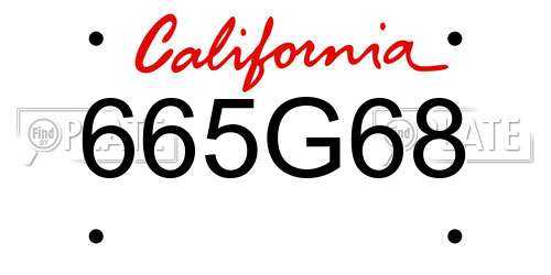 665G68 California License Plate