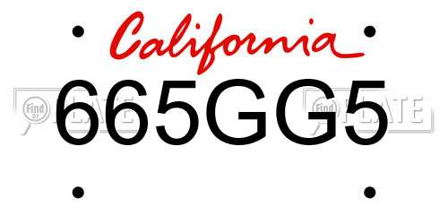 665GG5 California License Plate