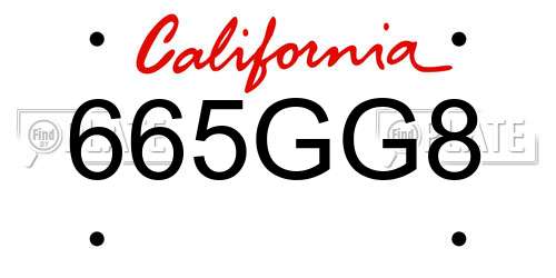 665GG8 California License Plate