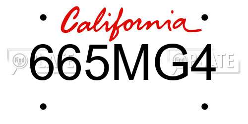 665MG4 California License Plate