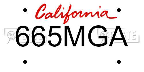 665MGA California License Plate