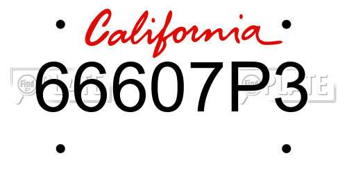 66607P3 California License Plate