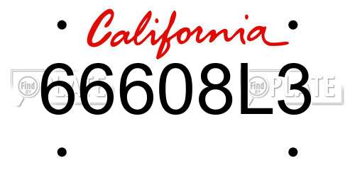 66608L3 California License Plate