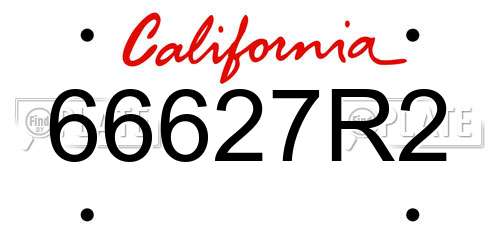 66627R2 California License Plate