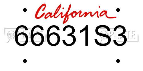 66631S3 California License Plate