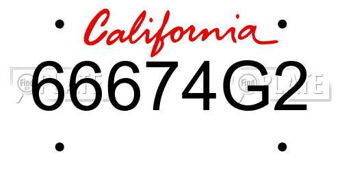 66674G2 California License Plate