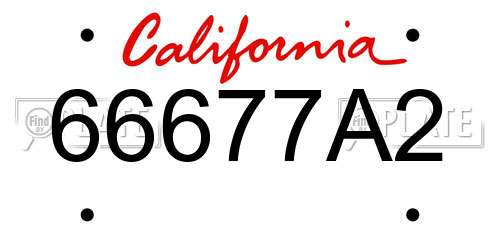 66677A2 California License Plate